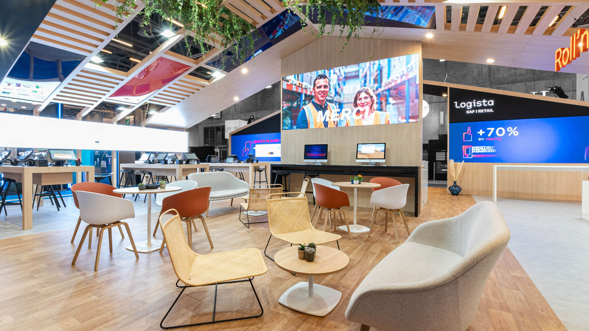 vue intérieure du stand sur-mesure Logista au salon LosangExpo 2021