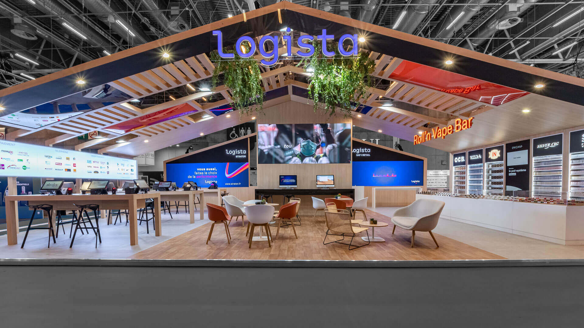 vue de face du stand sur-mesure Logista au salon LosangExpo 2021