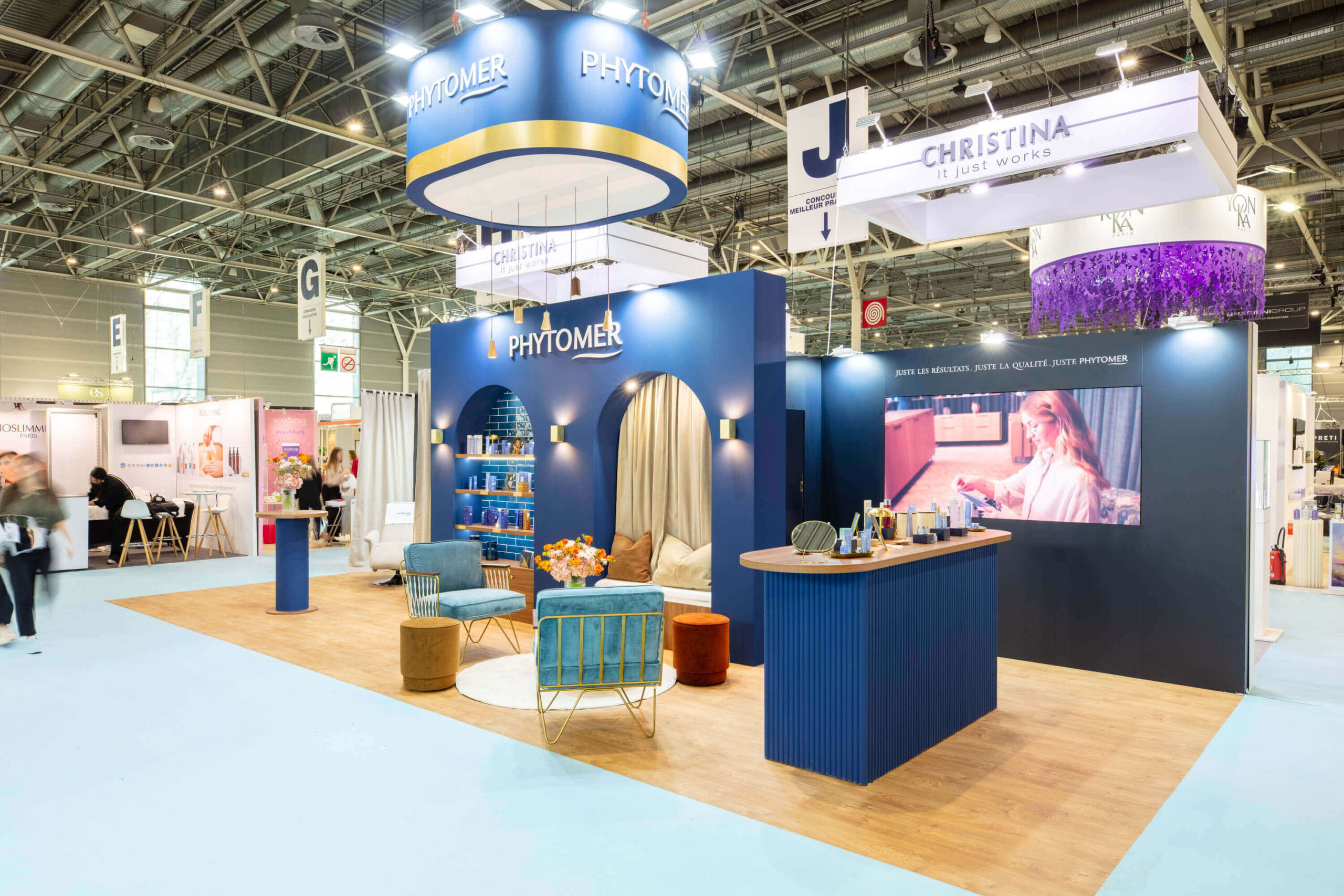 Vu d'ensemble stand sur-mesure PHYTOMER lors du salon les Nouvelles Esthétiques 2025
