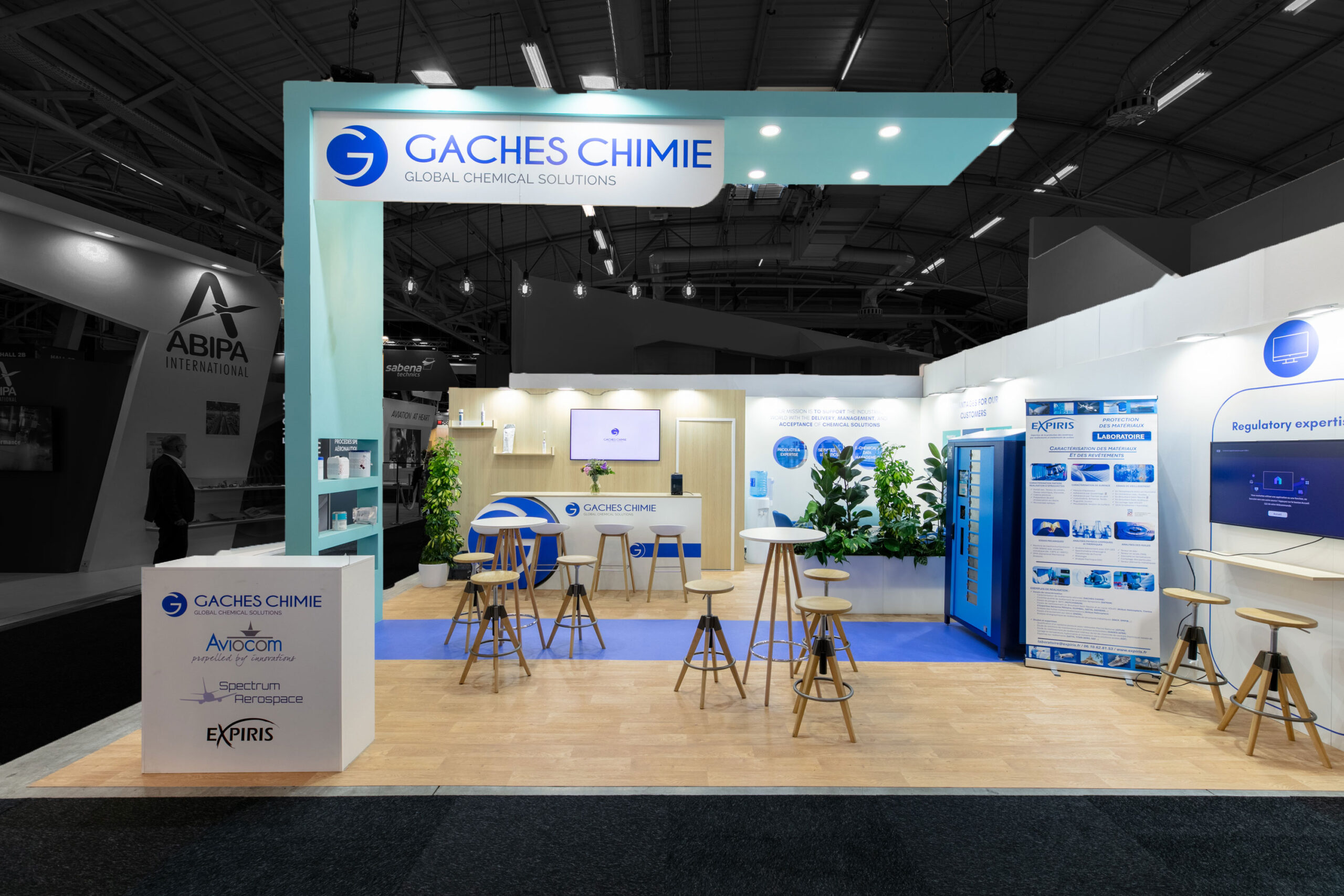 Vu de face du stand sur-mesure Gaches chimie service au salon SIAE 2025