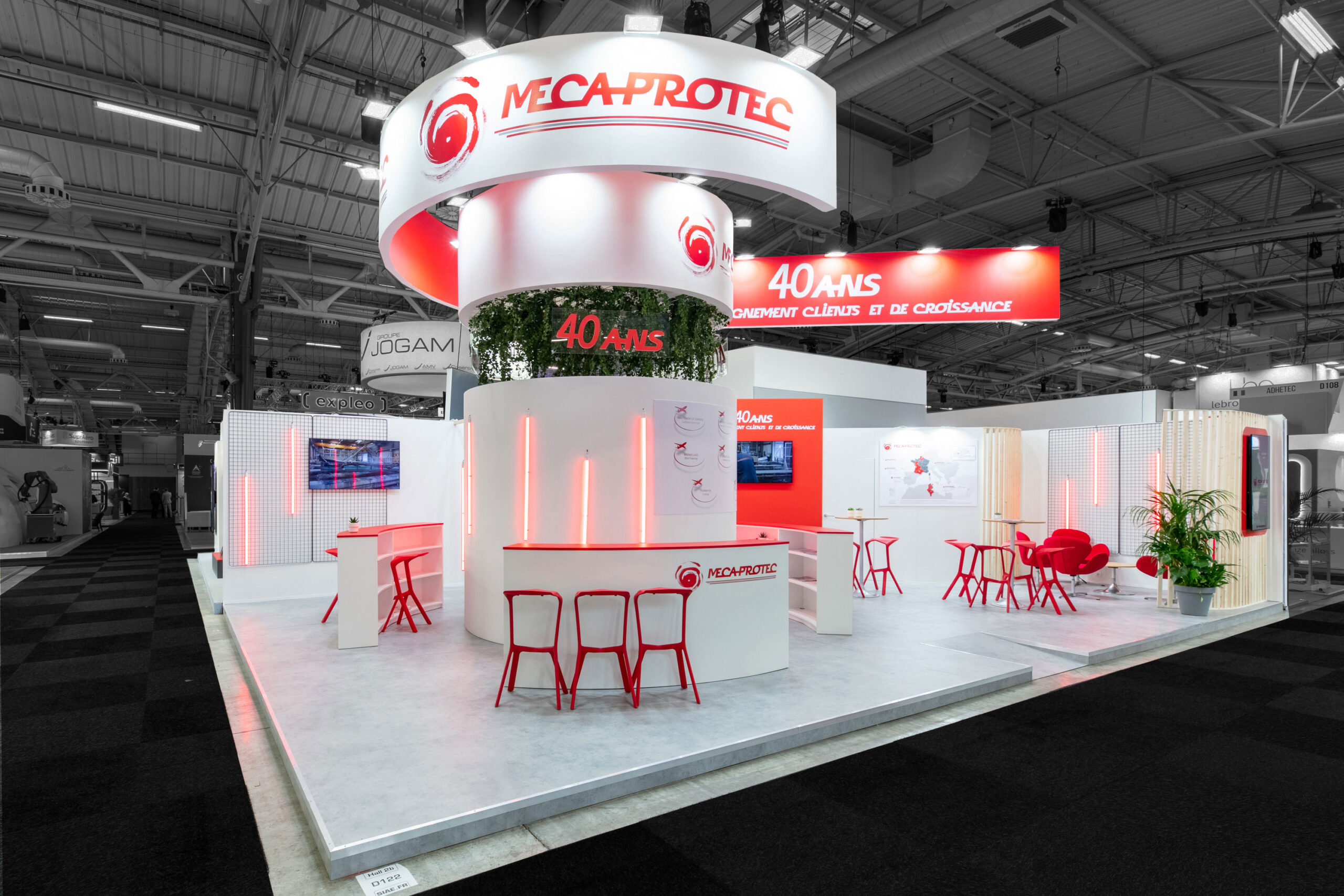 Vu d'ensemble du stand sur-mesure MECAPROTEC service au salon SIAE 2025