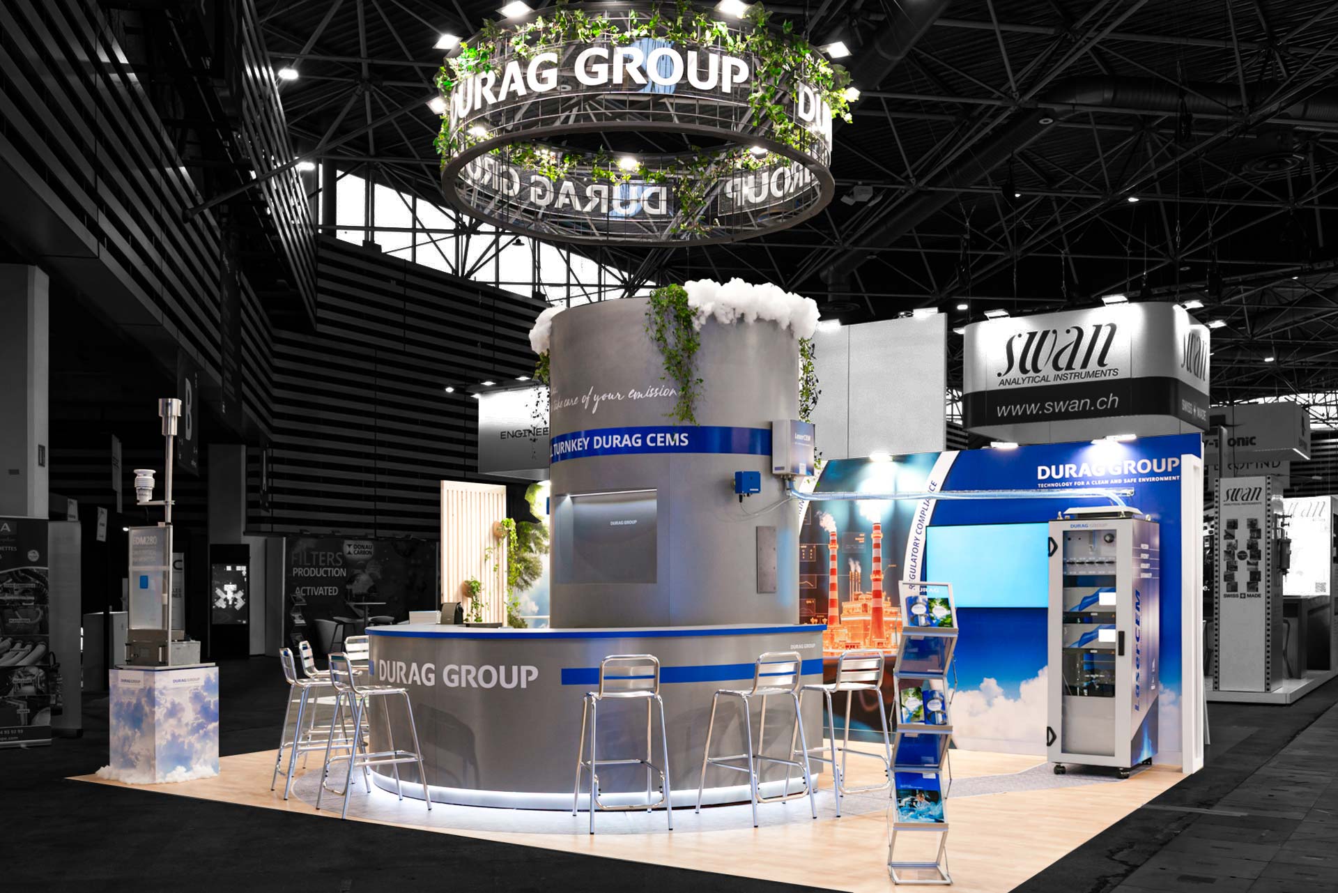 Vue de coté du stand sur-mesure Durag au salon Pollutec 2025.