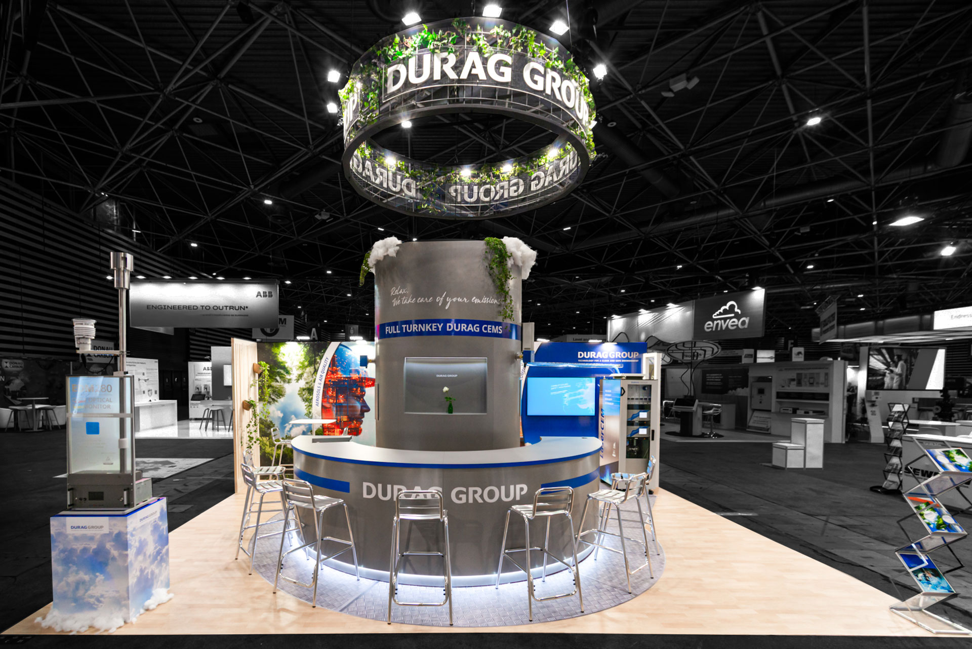 Vue de face du stand sur-mesure Durag au salon Pollutec 2025.