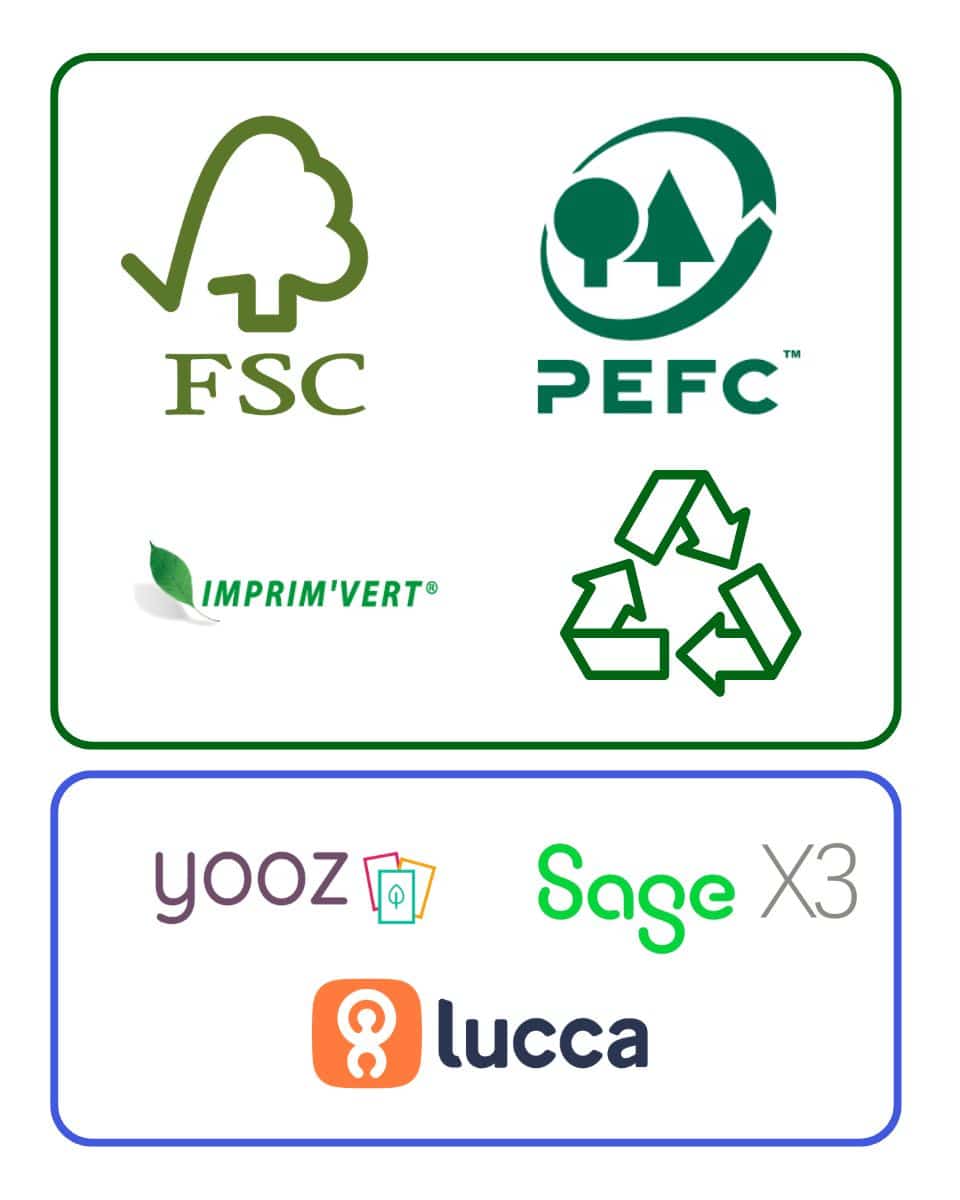 Labels RSE WENES Stand : FSC, PEFC, Imprim'vert, tri