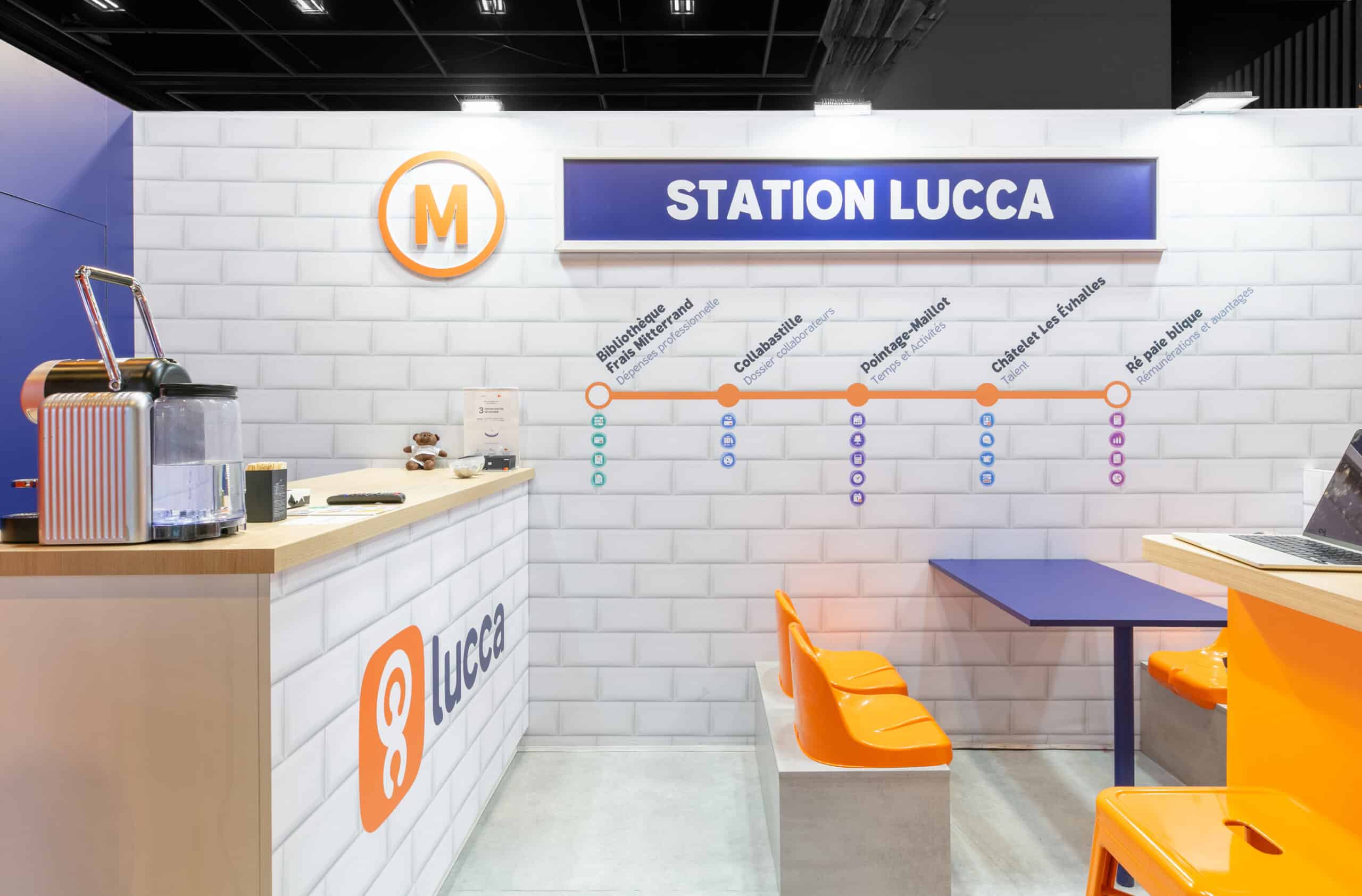 Vue de l'intérieur du stand LUCCA au salon COEC 2026.
